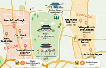 Voyagez autour du Palais Gyeongbokgung en Hanbok