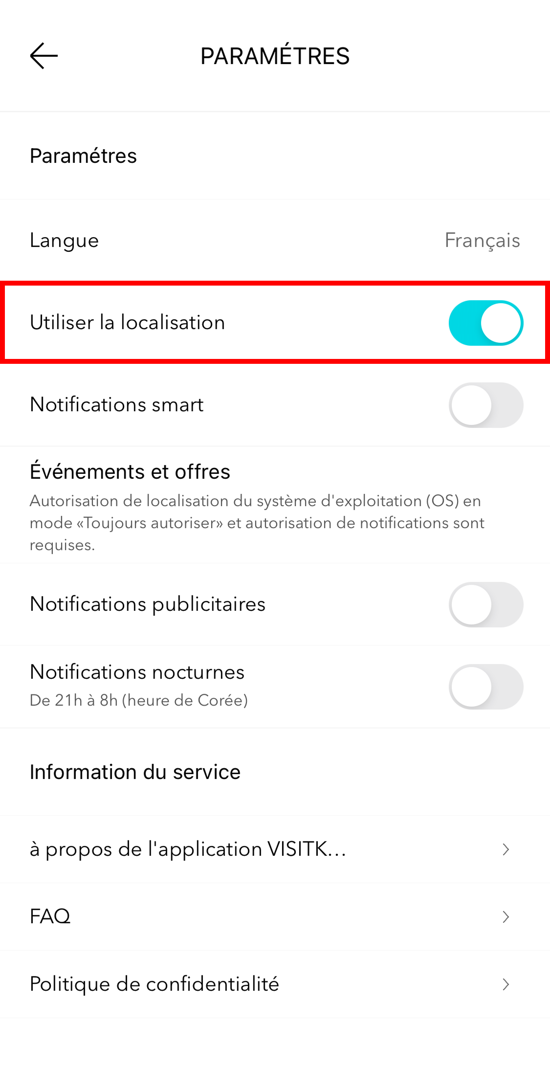 VISITKOREA app screen