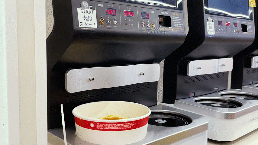 Préparation d’un ramyeon à l’aide de l’appareil de cuisson automatique